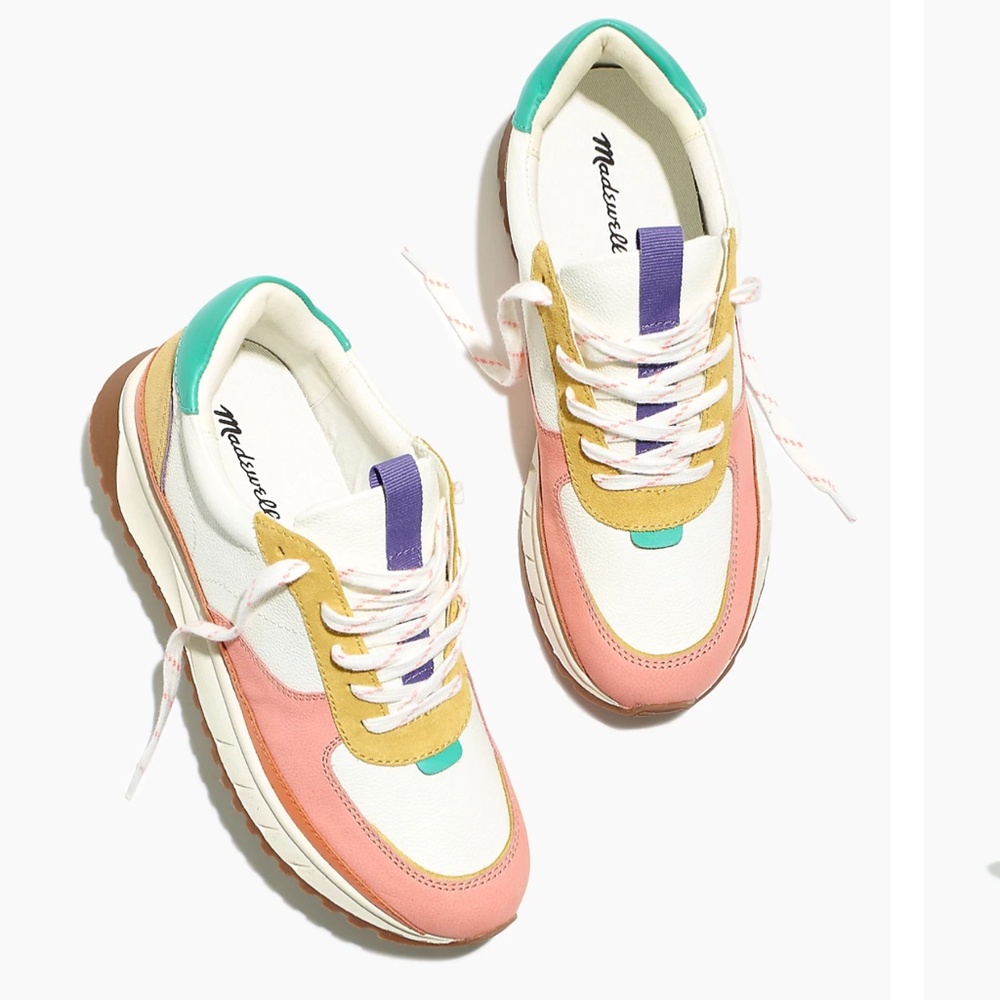 Madewell Women’s Kickoff Trainer Leather Color Block Sneakers EUC SZ 8